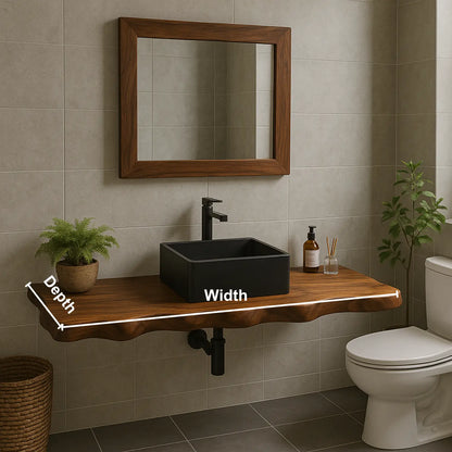 Handcrafted Solid Wood Floating Vanity with Organic Sculpted Live Edge Detailing Lynnsnail
