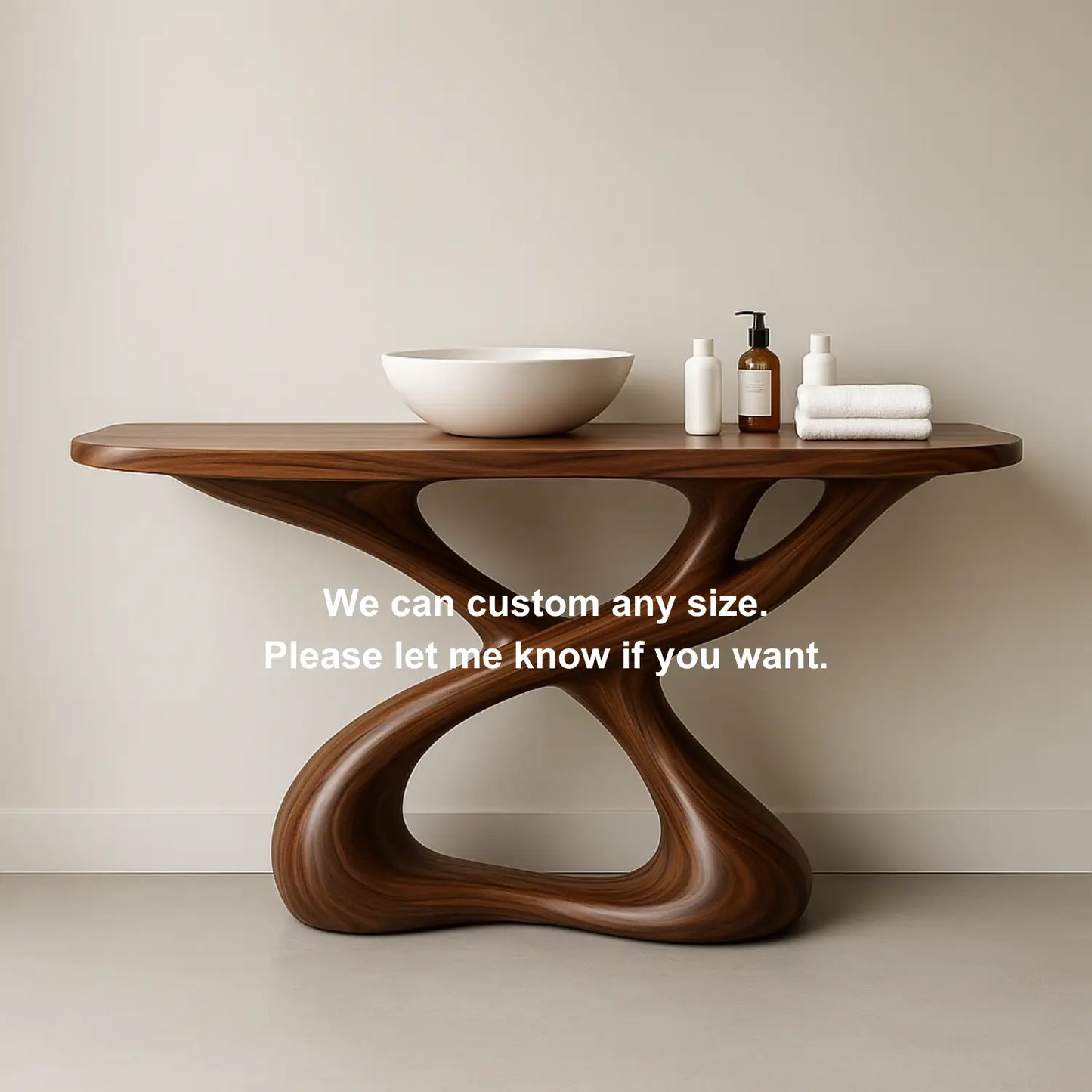 Handcrafted Solid Wood Sculptural Vanity with Organic Flowing Design for Modern Spaces Lynnsnail