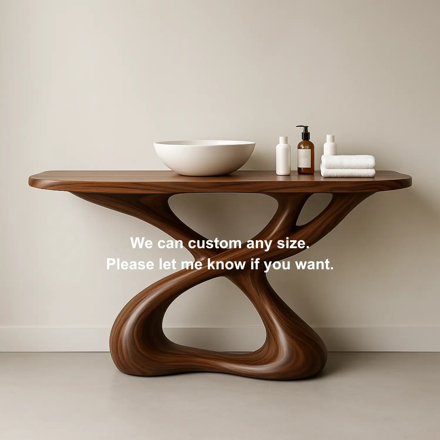 Handcrafted Solid Wood Sculptural Vanity with Organic Flowing Design for Modern Spaces Lynnsnail