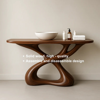 Handcrafted Solid Wood Sculptural Vanity with Organic Flowing Design for Modern Spaces Lynnsnail