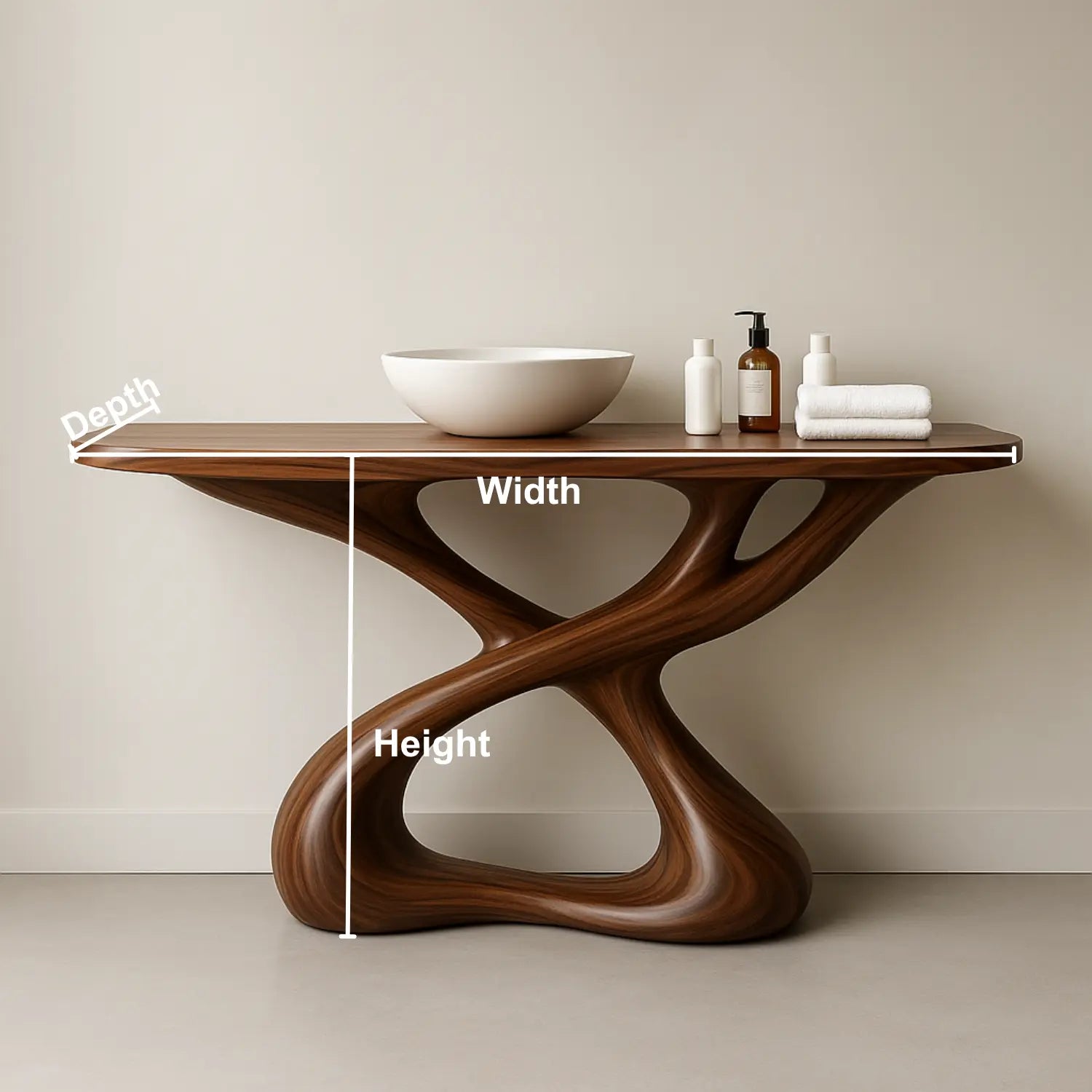 Handcrafted Solid Wood Sculptural Vanity with Organic Flowing Design for Modern Spaces Lynnsnail