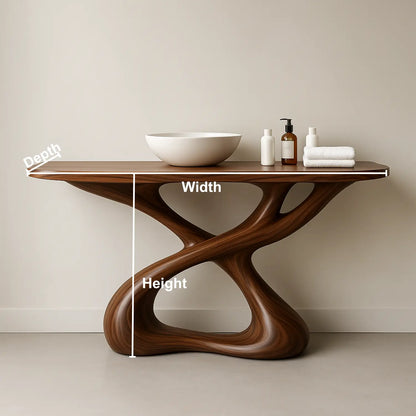 Handcrafted Solid Wood Sculptural Vanity with Organic Flowing Design for Modern Spaces Lynnsnail