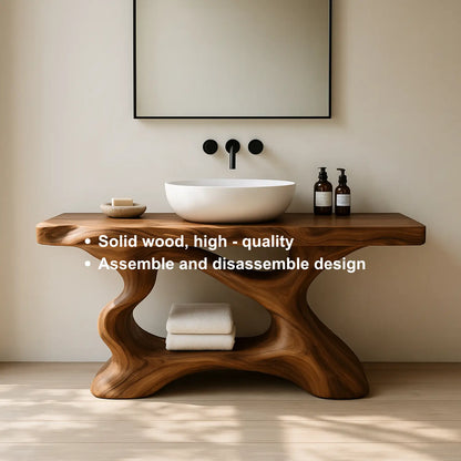 Handcrafted Solid Wood Vanity with Sculptural Organic Flow and Modern Natural Design Lynnsnail