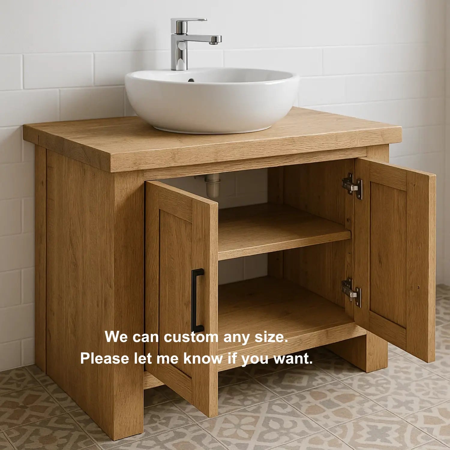 Modern Handcrafted Solid Wood Bathroom Vanity – Minimalist Cabinet Base with Double Doors Lynnsnail