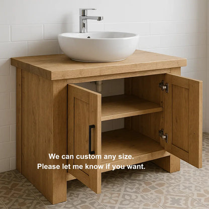 Modern Handcrafted Solid Wood Bathroom Vanity – Minimalist Cabinet Base with Double Doors Lynnsnail
