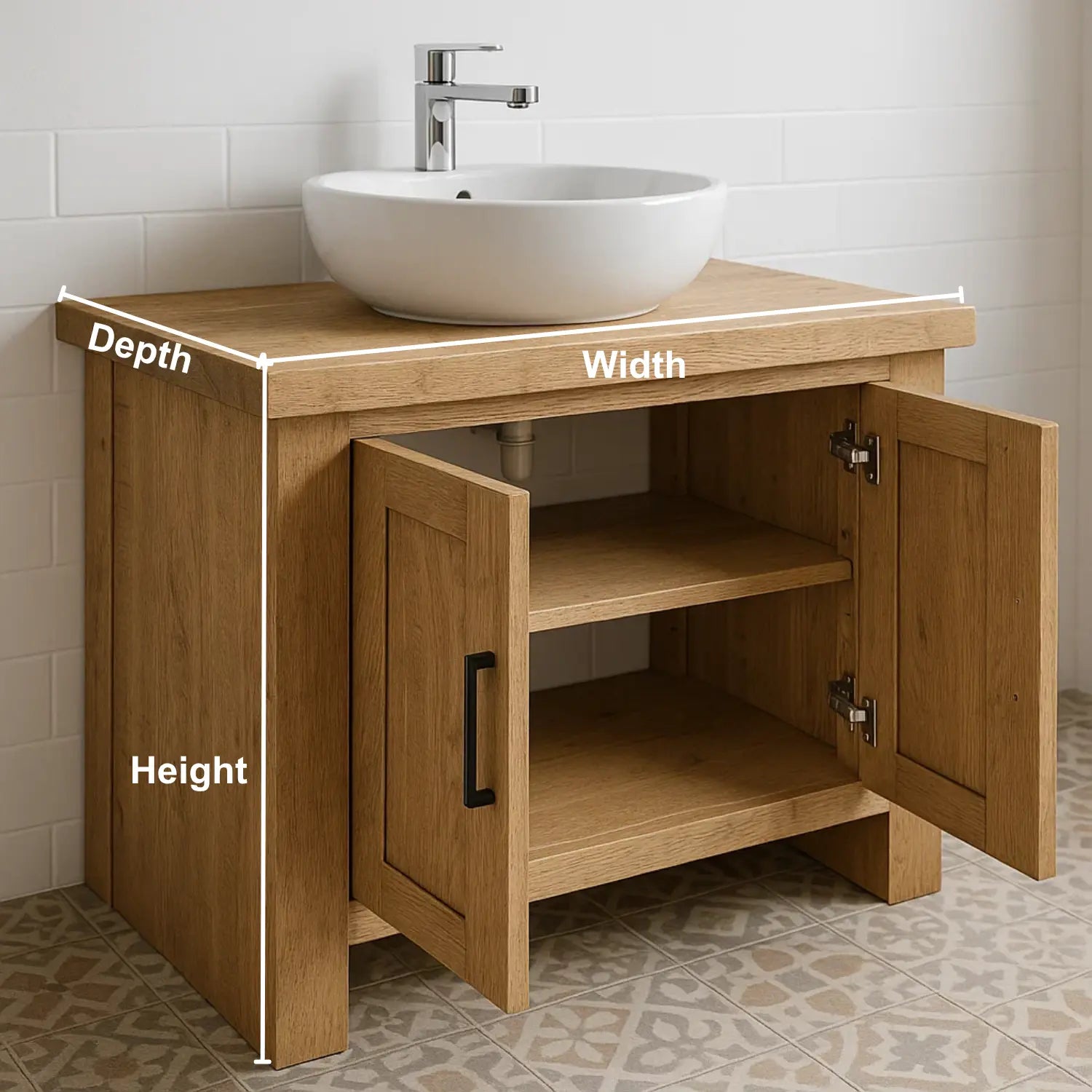 Modern Handcrafted Solid Wood Bathroom Vanity – Minimalist Cabinet Base with Double Doors Lynnsnail