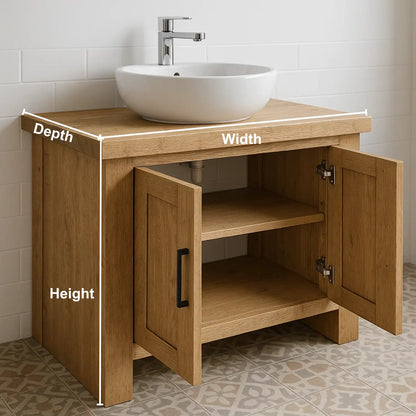 Modern Handcrafted Solid Wood Bathroom Vanity – Minimalist Cabinet Base with Double Doors Lynnsnail