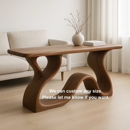 Handcrafted Solid Wood Wave Console Table – Sculptural Organic Flow Design for Modern Interiors Lynnsnail