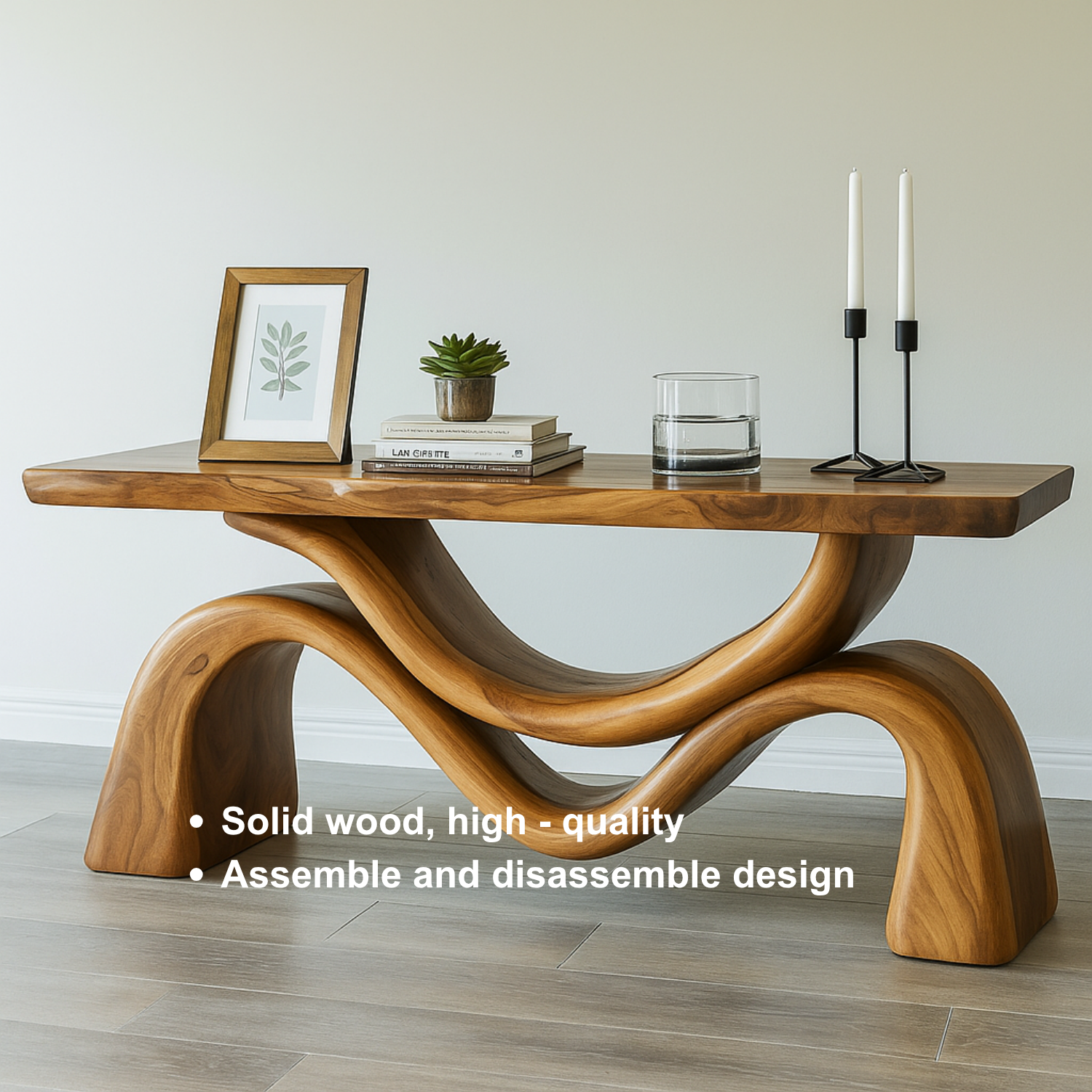 Handcrafted Solid Wood Waveflow Console Table – Sculptural Organic Design for Modern Interiors Lynnsnail