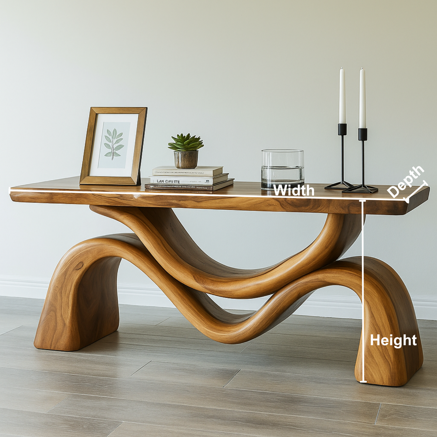 Handcrafted Solid Wood Waveflow Console Table – Sculptural Organic Design for Modern Interiors Lynnsnail