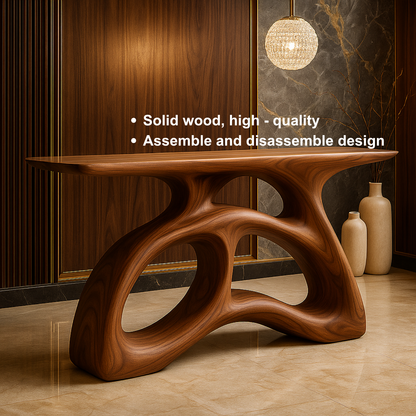 Handcrafted Solid Wood Sculptural Console Table – Flowform Organic Design for Luxury Interiors Lynnsnail
