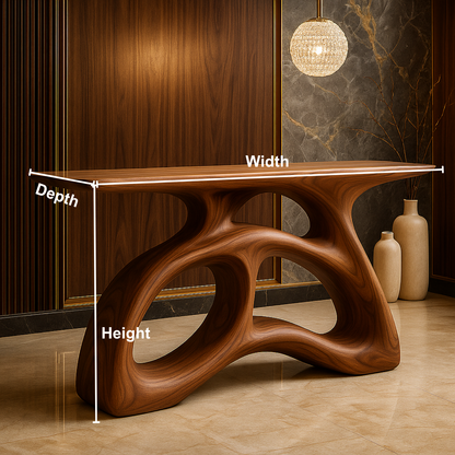 Handcrafted Solid Wood Sculptural Console Table – Flowform Organic Design for Luxury Interiors Lynnsnail