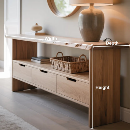 Handcrafted Solid Wood Console Table – Minimalist Live Edge Design with Storage Drawers Lynnsnail