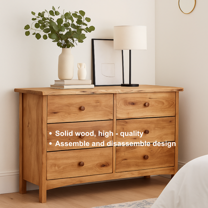 Handcrafted Solid Wood Dresser – Rustic Scandinavian 6 Drawer Chest for Bedroom Storage Lynnsnail