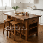 Solid Wood Kitchen Island with Seating, Drawer & Open Shelves – Rustic Prep Table