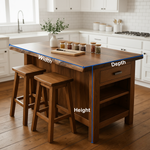 Solid Wood Kitchen Island with Seating, Drawer & Open Shelves – Rustic Prep Table
