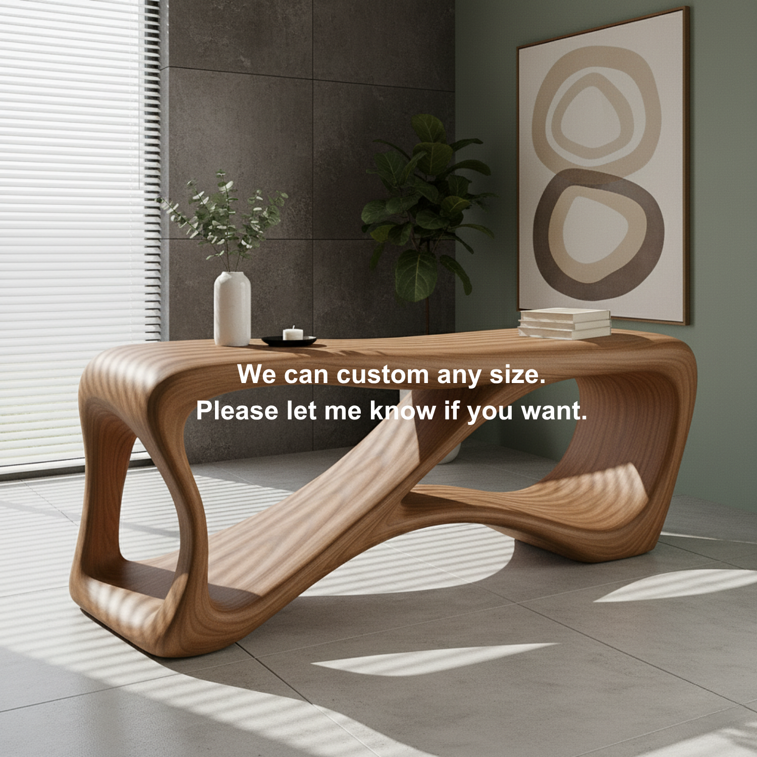 Handcrafted Sculptural Solid Wood Console Table – Contemporary Organic Flow Design for Modern Interiors Lynnsnail