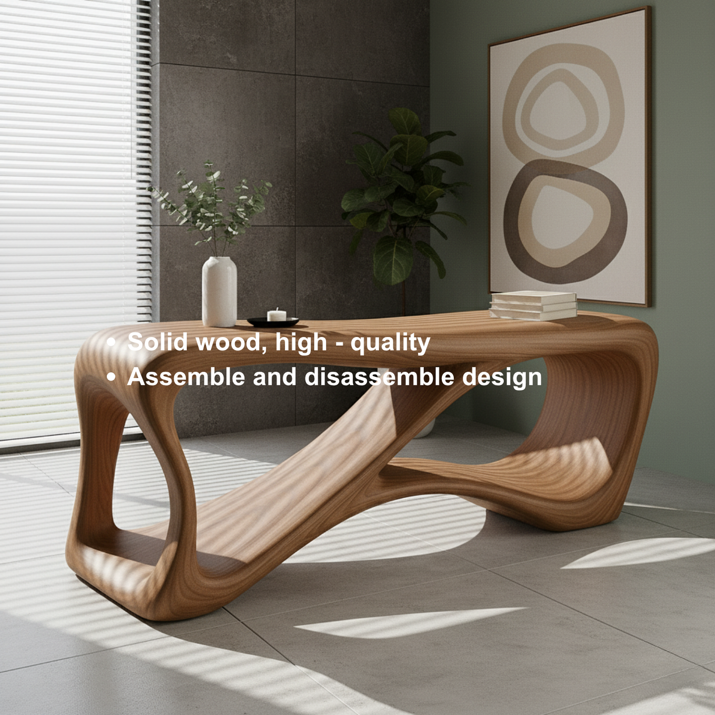 Handcrafted Sculptural Solid Wood Console Table – Contemporary Organic Flow Design for Modern Interiors Lynnsnail