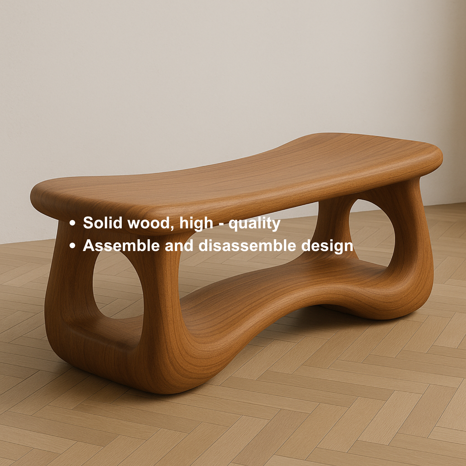 Handcrafted Sculptural Solid Wood Bench – Organic Flow Design for Modern Contemporary Spaces Lynnsnail