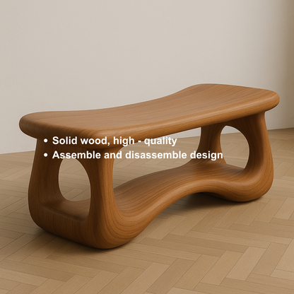 Handcrafted Sculptural Solid Wood Bench – Organic Flow Design for Modern Contemporary Spaces Lynnsnail