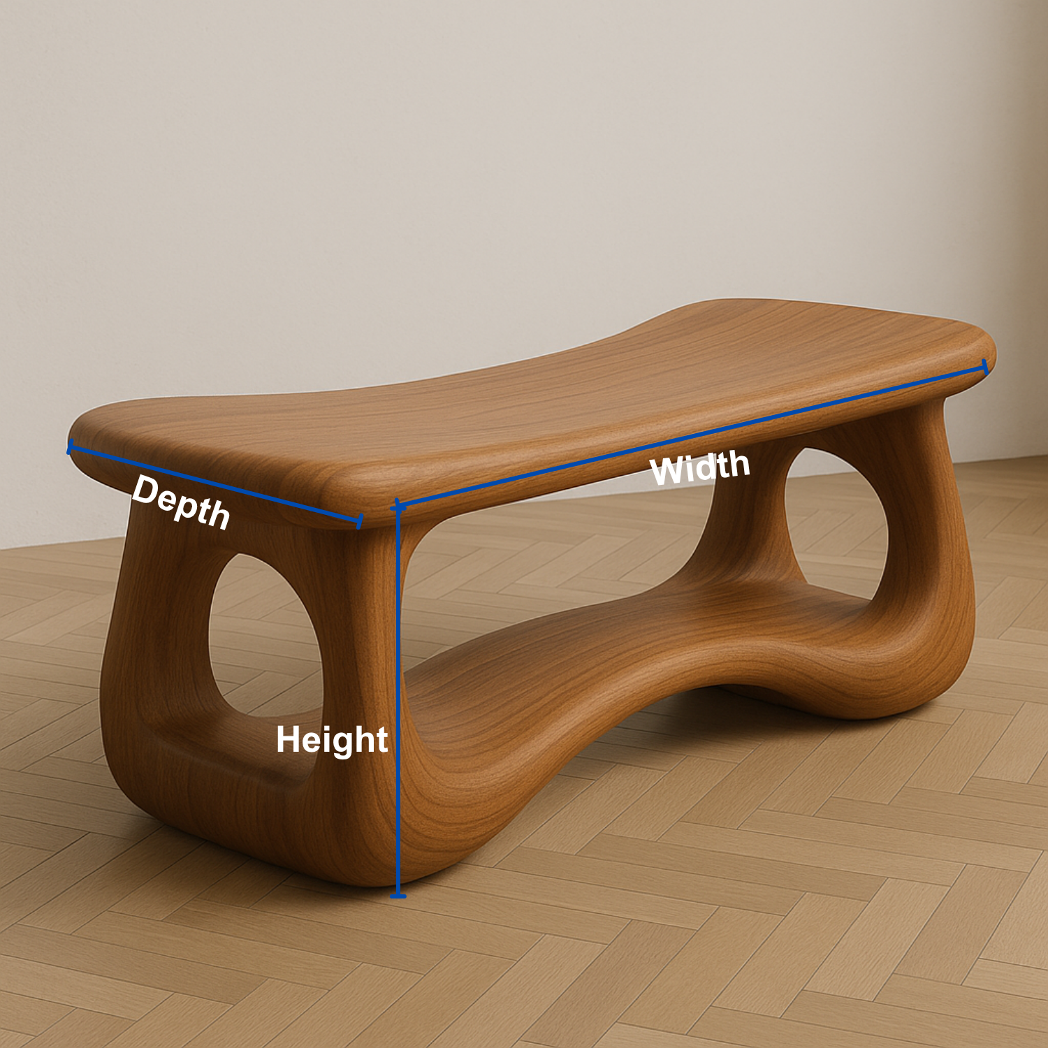 Handcrafted Sculptural Solid Wood Bench – Organic Flow Design for Modern Contemporary Spaces Lynnsnail