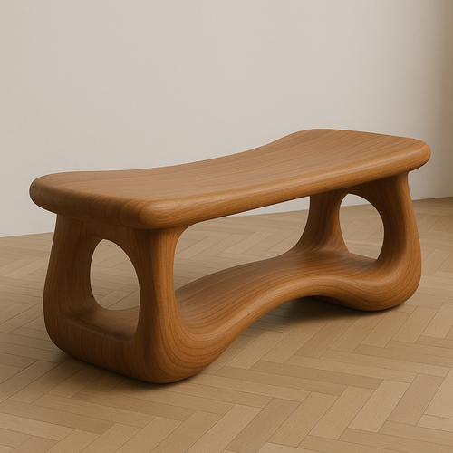 Handcrafted Sculptural Solid Wood Bench – Organic Flow Design for Modern Contemporary Spaces Lynnsnail