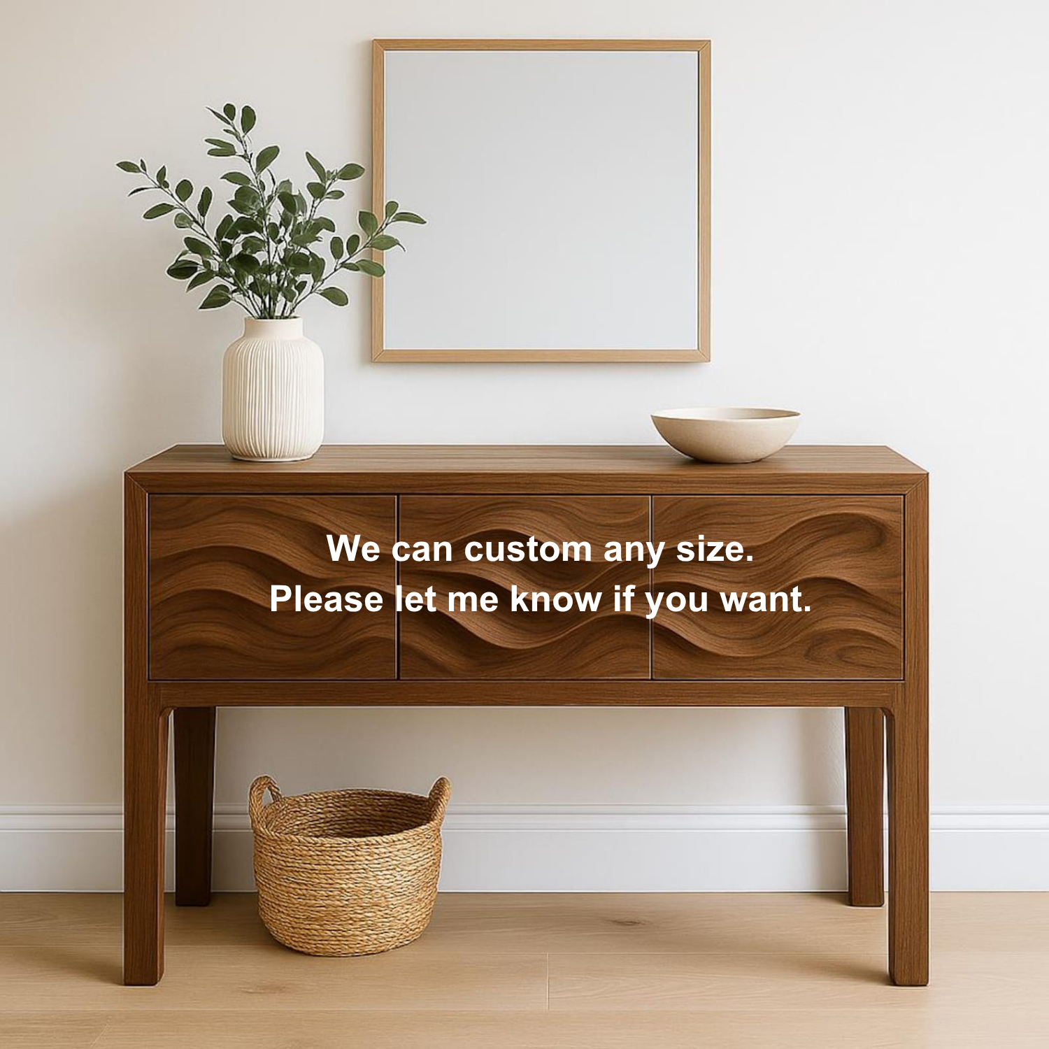 Handcrafted Solid Wood Console Table – Sculptural Wave Design Entryway Table for Modern Interiors Lynnsnail
