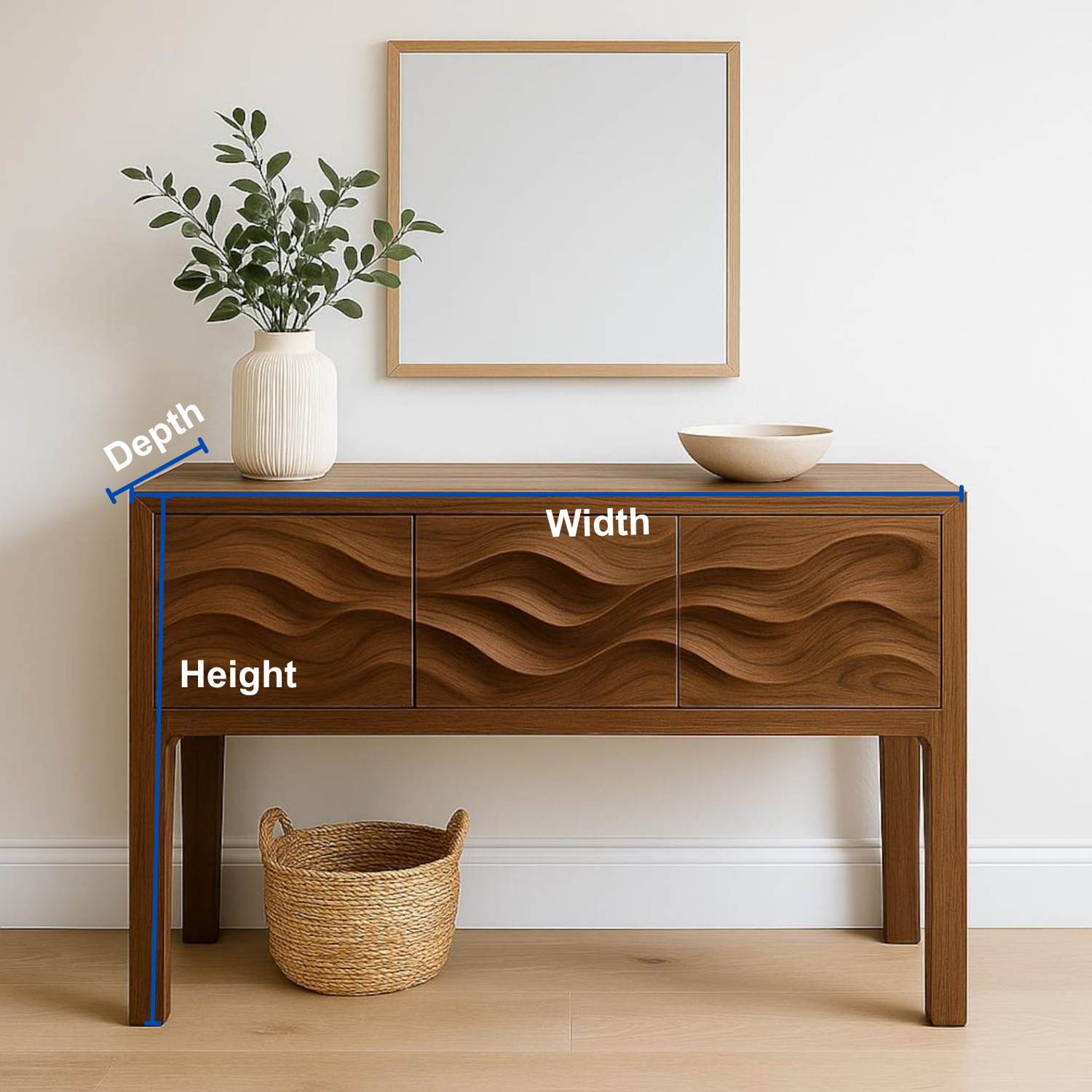 Handcrafted Solid Wood Console Table – Sculptural Wave Design Entryway Table for Modern Interiors Lynnsnail