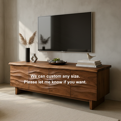 Handcrafted Solid Wood Wavefront TV Stand – Organic Modern Sculptural Console Lynnsnail