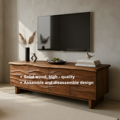 Handcrafted Solid Wood Wavefront TV Stand – Organic Modern Sculptural Console Lynnsnail