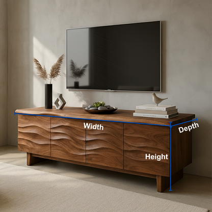 Handcrafted Solid Wood Wavefront TV Stand – Organic Modern Sculptural Console Lynnsnail