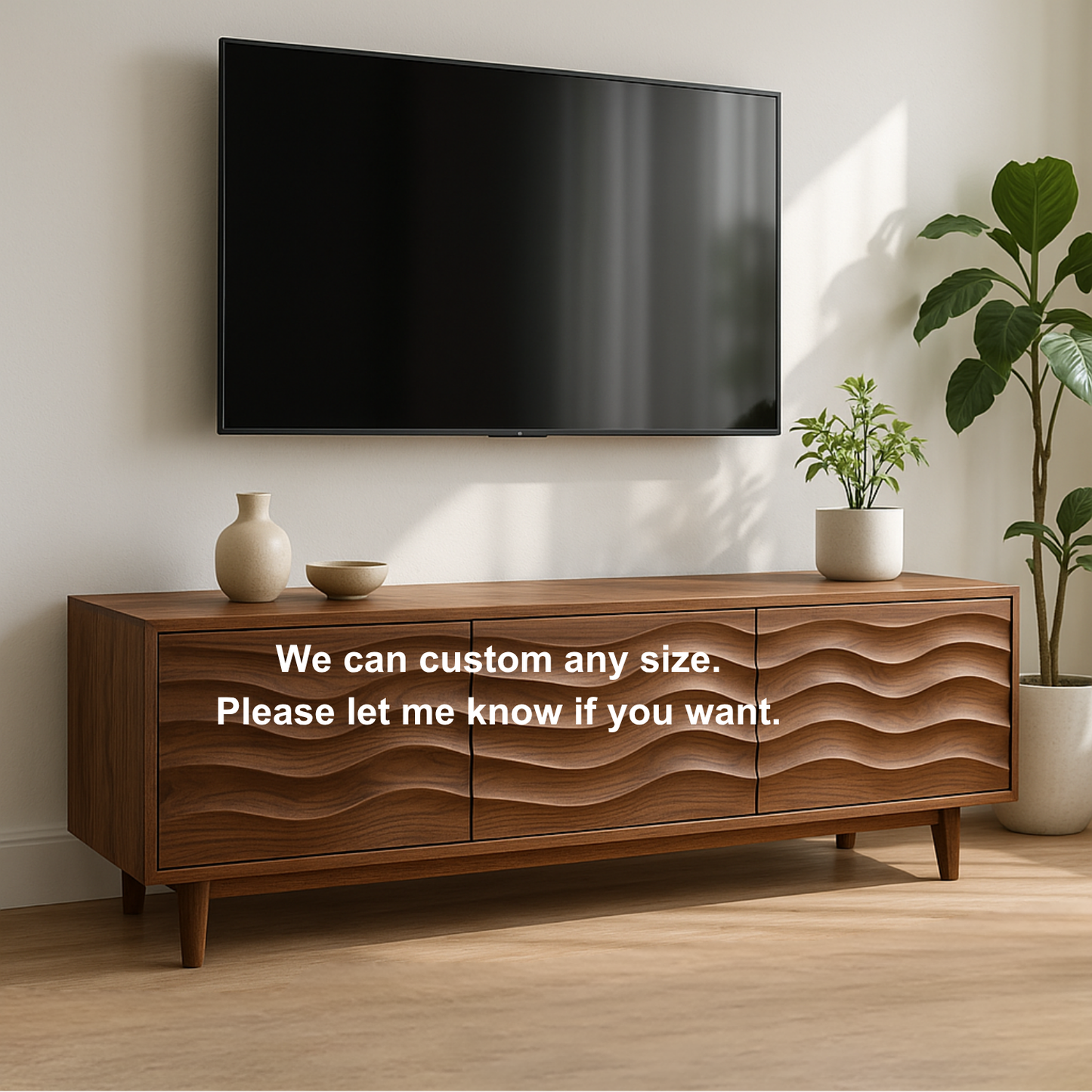 Handcrafted Solid Wood Wave TV Stand – Modern Sculptural Media Console Lynnsnail