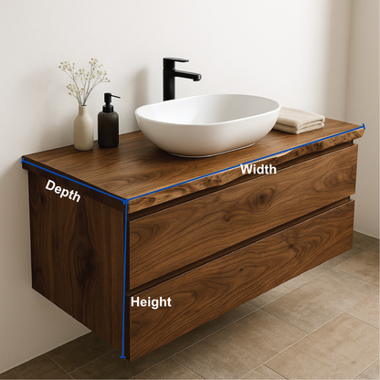 Handcrafted Solid Walnut Floating Vanity – Live Edge Bathroom Vanity for Modern Organic Spaces Lynnsnail