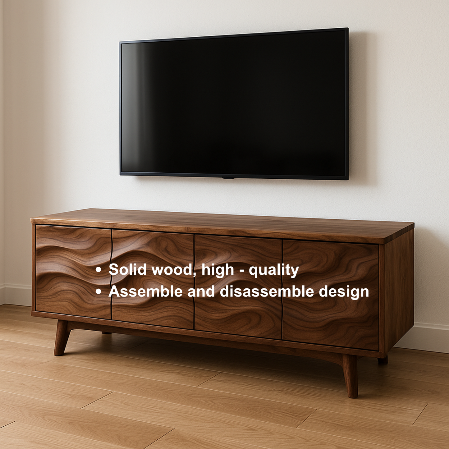 Handcrafted Solid Wood Wavefront TV Stand – Modern Sculptural Media Console Lynnsnail