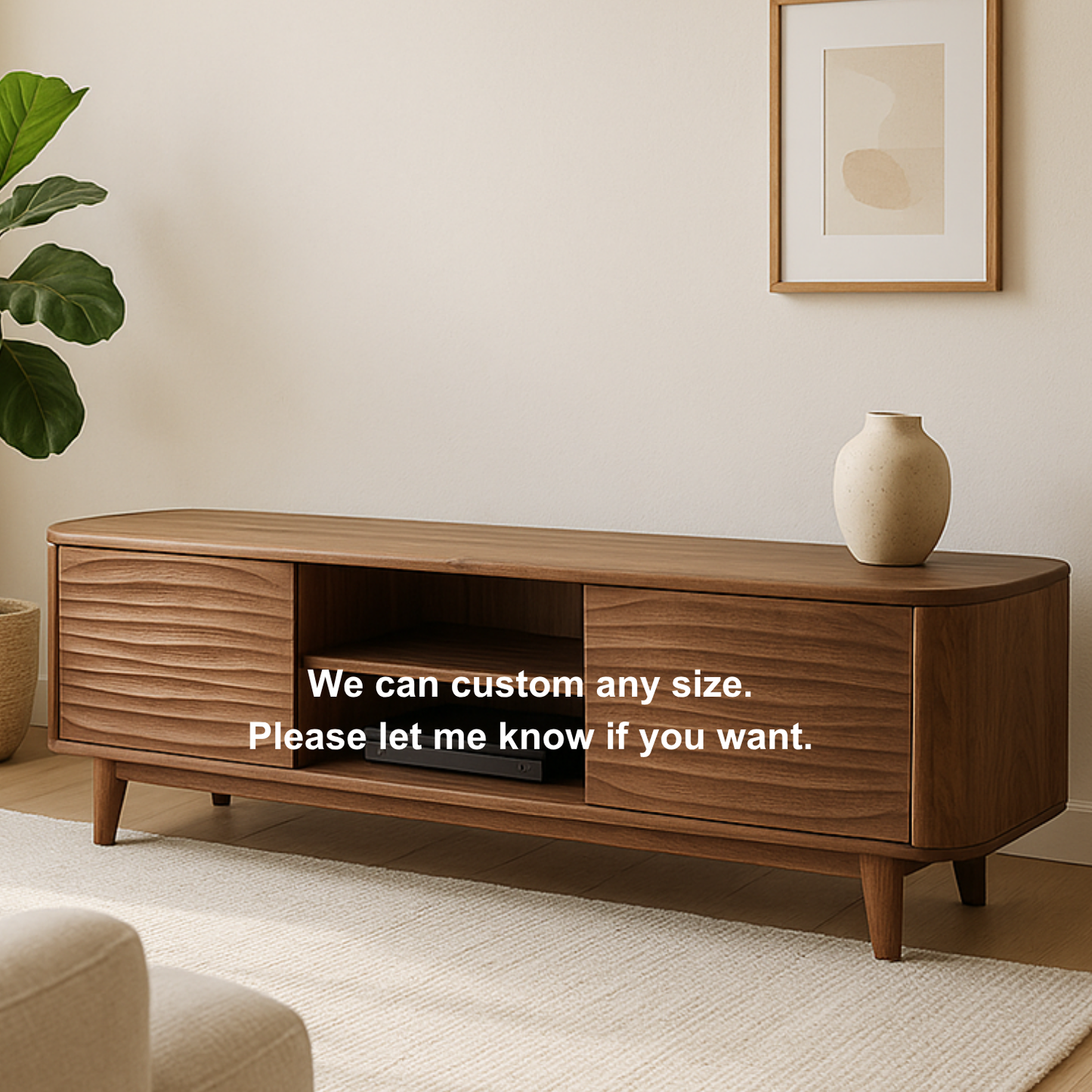 Handcrafted Solid Wood Curved Edge TV Stand – Modern Organic Media Console Lynnsnail