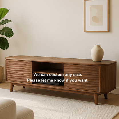 Handcrafted Solid Wood Curved Edge TV Stand – Modern Organic Media Console Lynnsnail