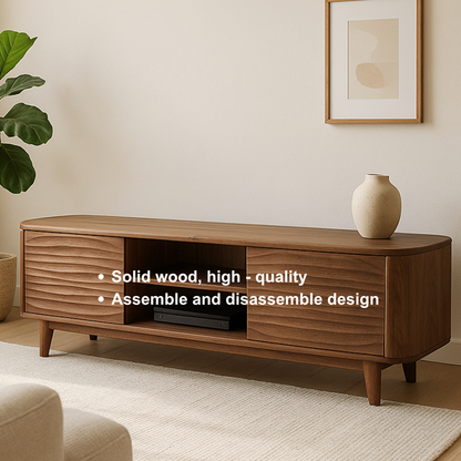 Handcrafted Solid Wood Curved Edge TV Stand – Modern Organic Media Console Lynnsnail