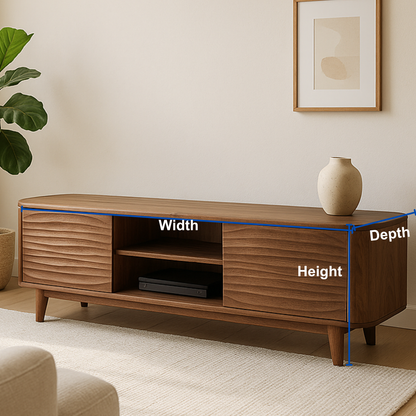 Handcrafted Solid Wood Curved Edge TV Stand – Modern Organic Media Console Lynnsnail