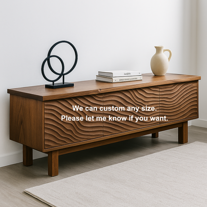 Handcrafted Solid Wood TV Stand – Sculptural Wavefront Media Console for Modern Living Room Lynnsnail
