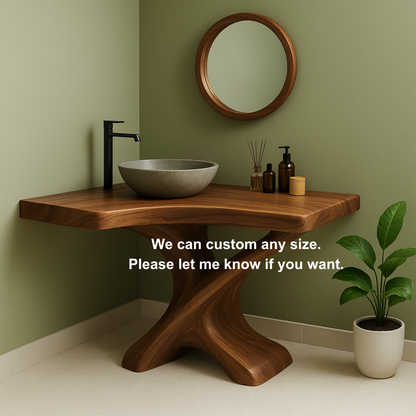 Handcrafted Solid Wood Bathroom Vanity – Organic Sculptural Flow Design Lynnsnail