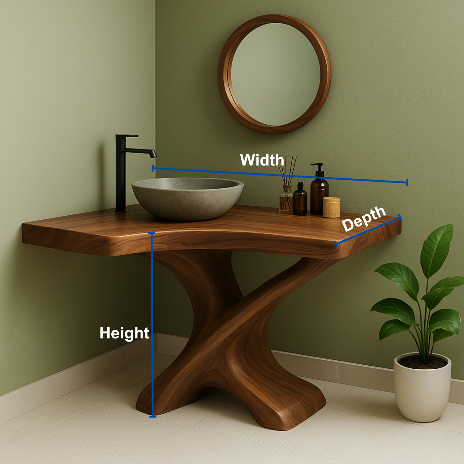 Handcrafted Solid Wood Bathroom Vanity – Organic Sculptural Flow Design Lynnsnail