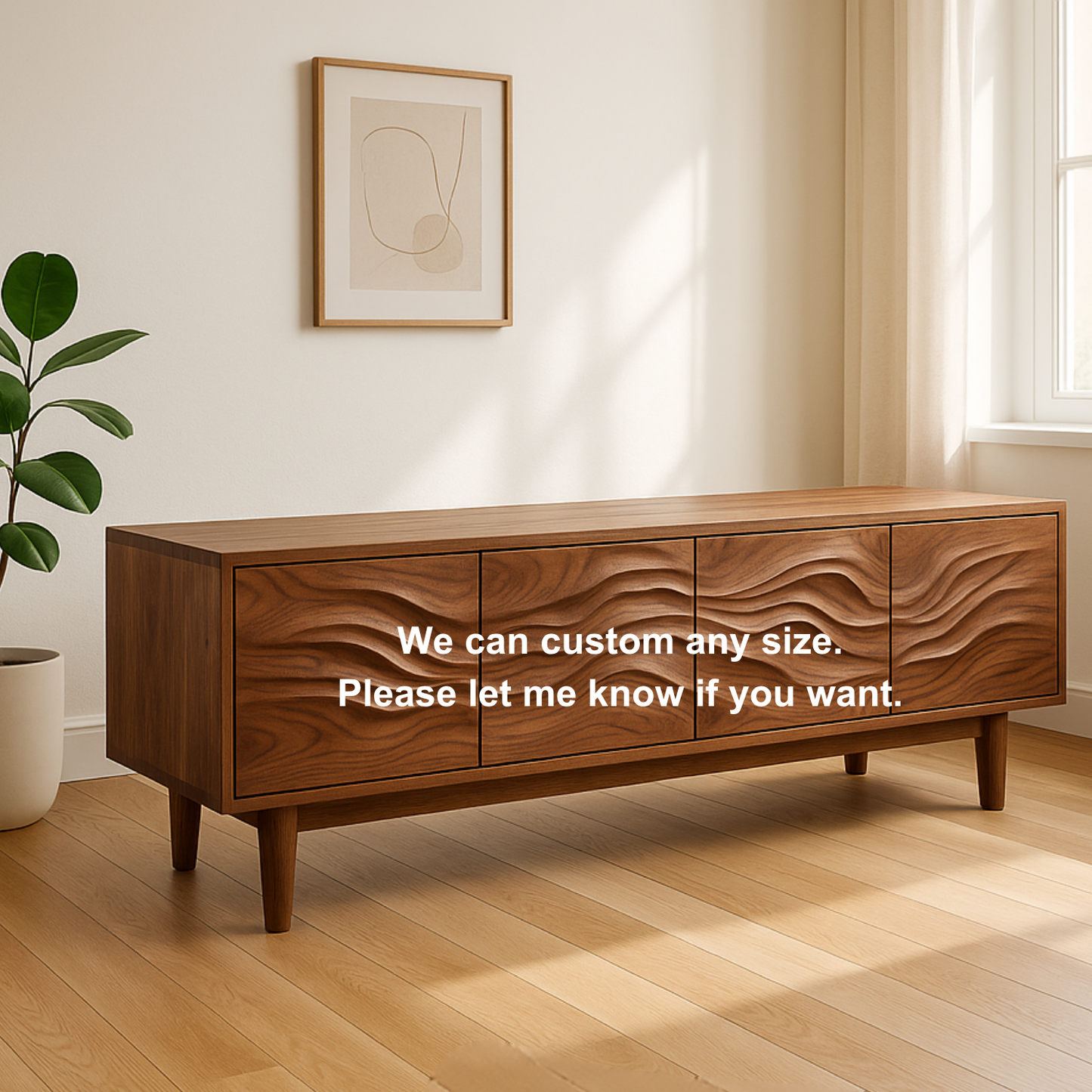 Handcrafted Solid Wood Wavefront TV Stand – Modern Sculptural Media Console Lynnsnail