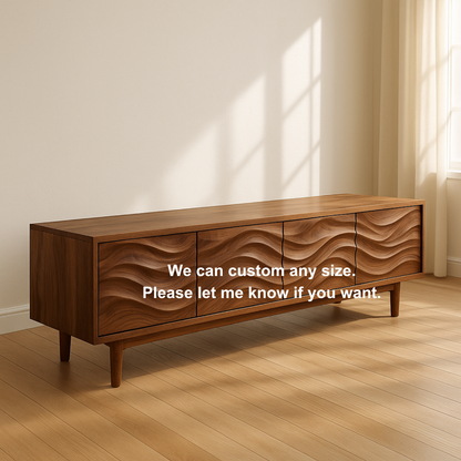 Handcrafted Solid Wood Wavefront TV Stand – Modern Sculptural Media Console Lynnsnail