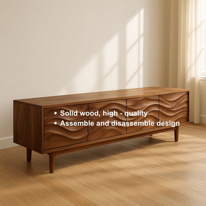 Handcrafted Solid Wood Wavefront TV Stand – Modern Sculptural Media Console Lynnsnail