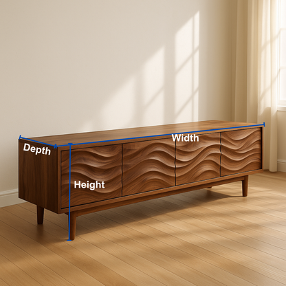Handcrafted Solid Wood Wavefront TV Stand – Modern Sculptural Media Console Lynnsnail