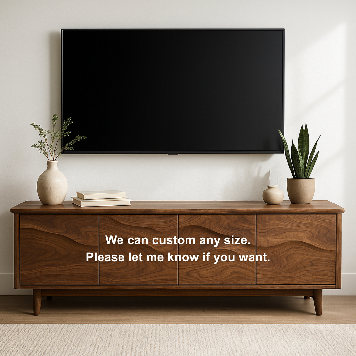 Handcrafted Solid Wood TV Stand – Modern Organic Media Console with Flow Pattern Lynnsnail
