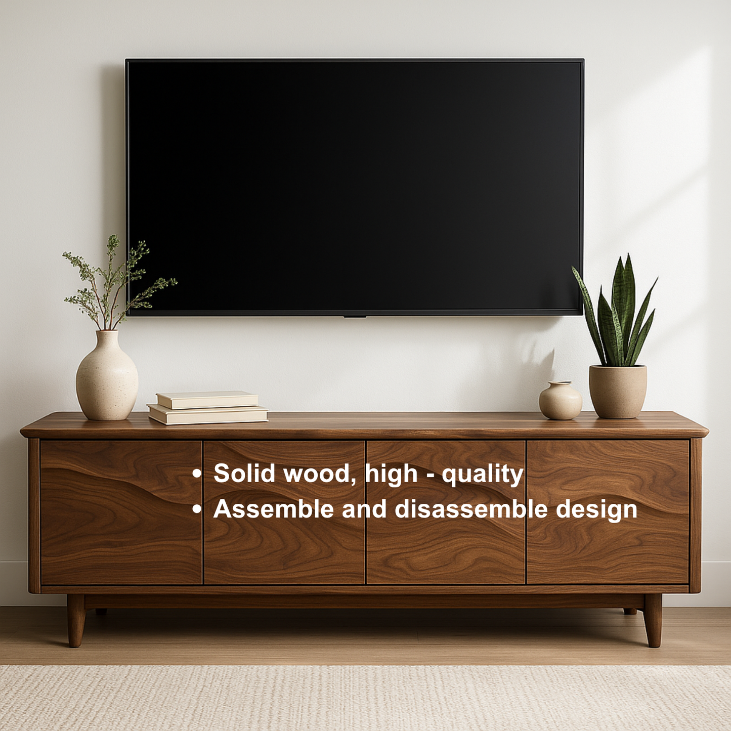 Handcrafted Solid Wood TV Stand – Modern Organic Media Console with Flow Pattern Lynnsnail