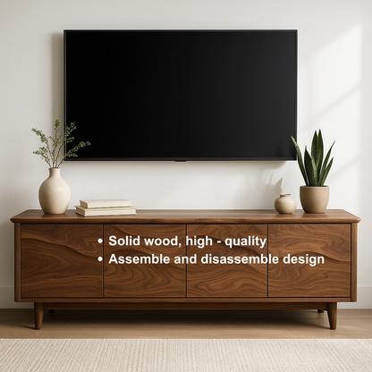 Handcrafted Solid Wood TV Stand – Modern Organic Media Console with Flow Pattern Lynnsnail