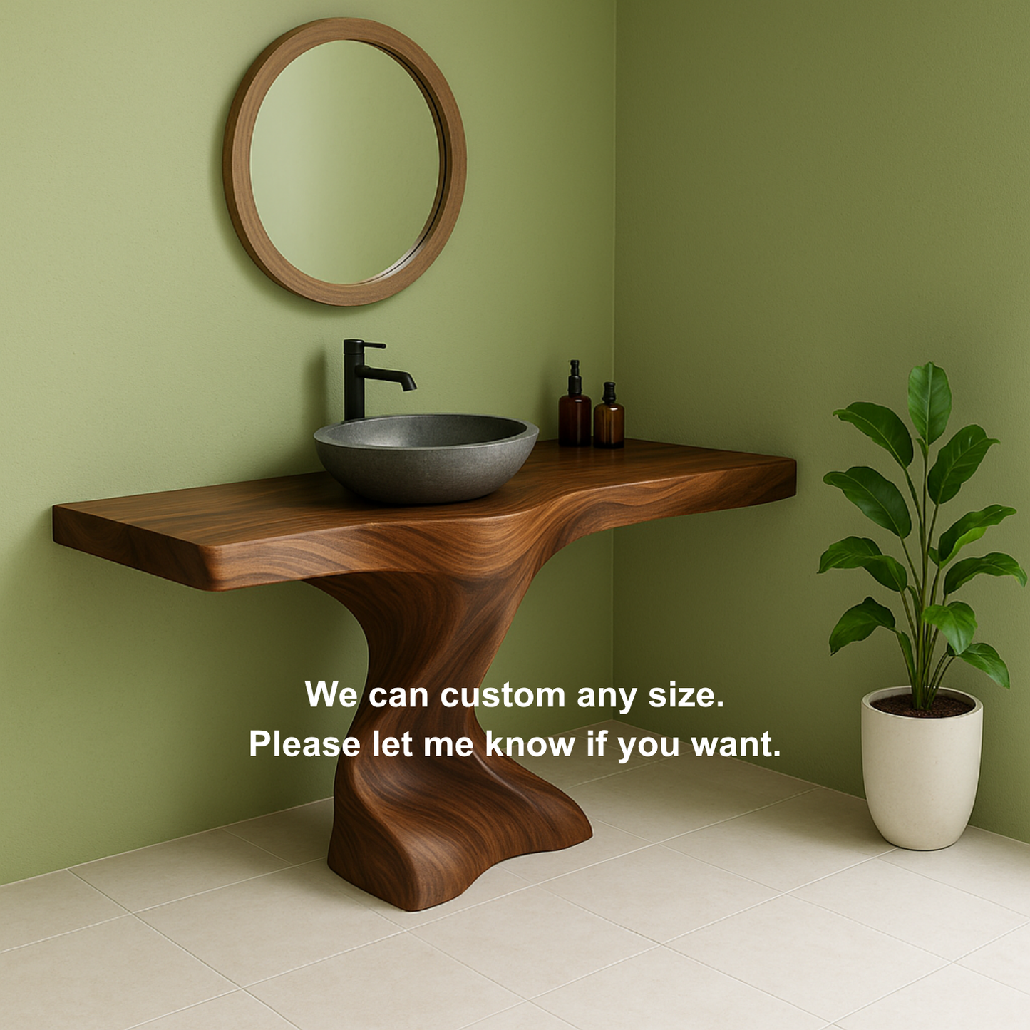 Handcrafted Solid Wood Bathroom Vanity – Organic Sculptural Twist Form Design Lynnsnail