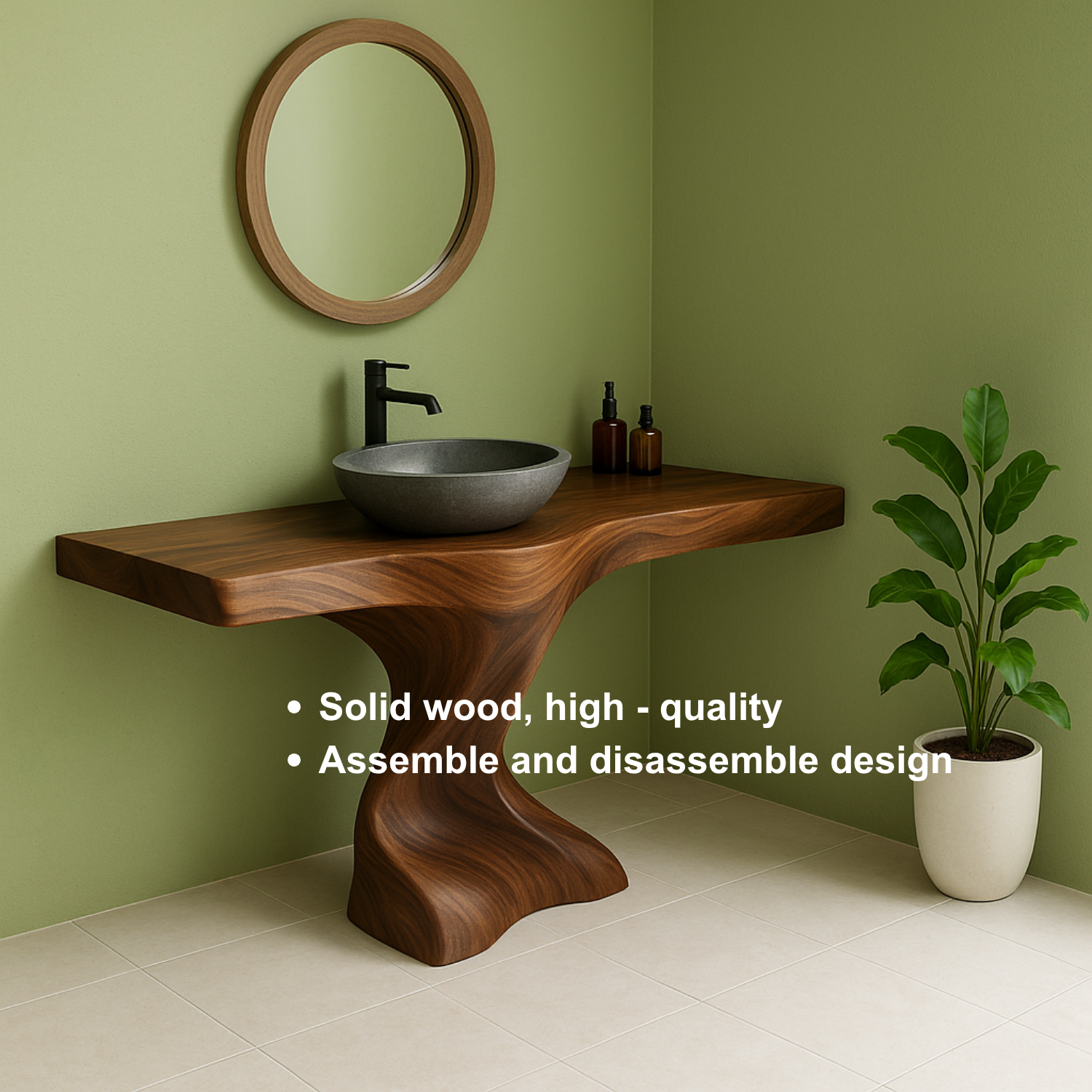 Handcrafted Solid Wood Bathroom Vanity – Organic Sculptural Twist Form Design Lynnsnail